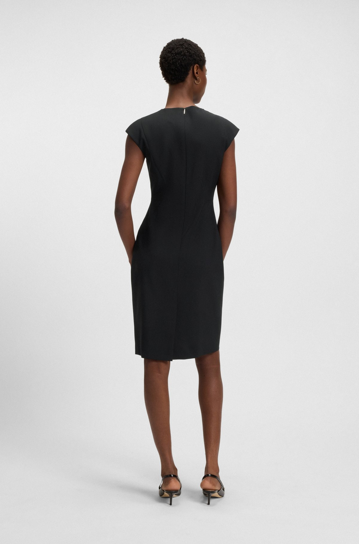 SLIM-FIT DRESS IN VIRGIN WOOL WITH CAP SLEEVES - 4