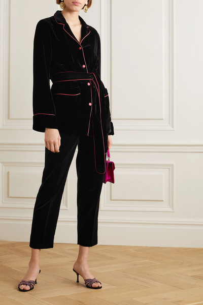 Dolce & Gabbana Belted piped satin-trimmed velvet shirt outlook