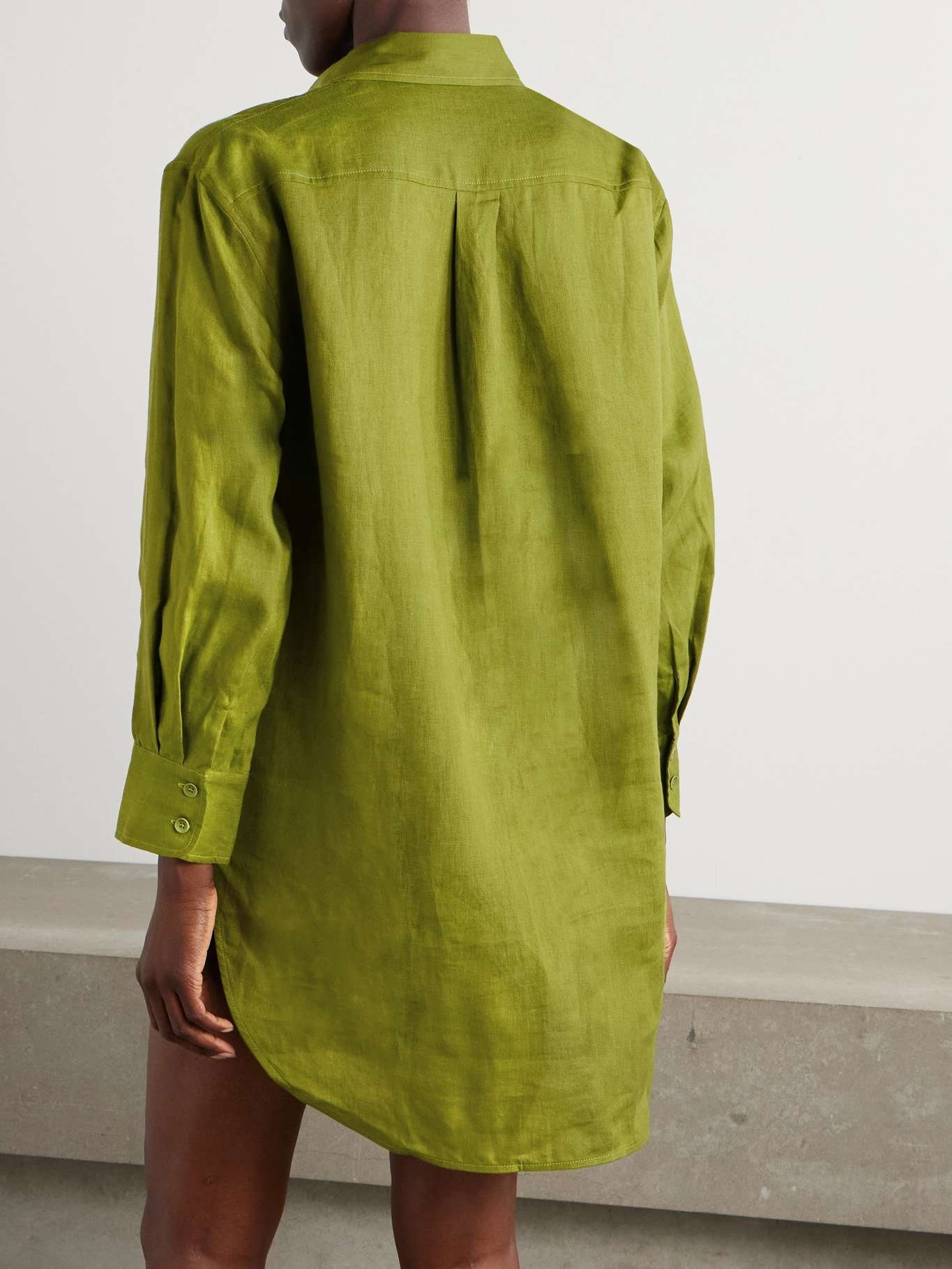 L'intemporel Mignonette linen shirt Green - 3