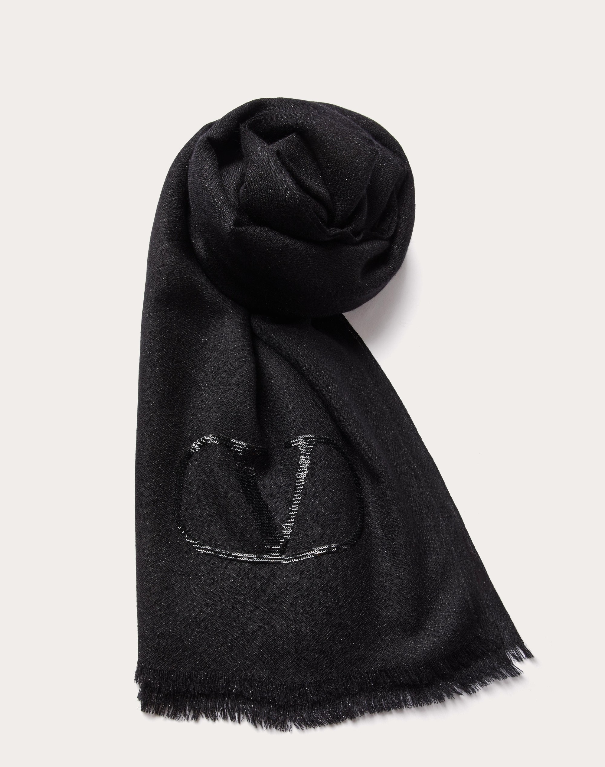VLOGO SIGNATURE CASHMERE AND SILK SHAWL WITH LUREX LOGO - 1
