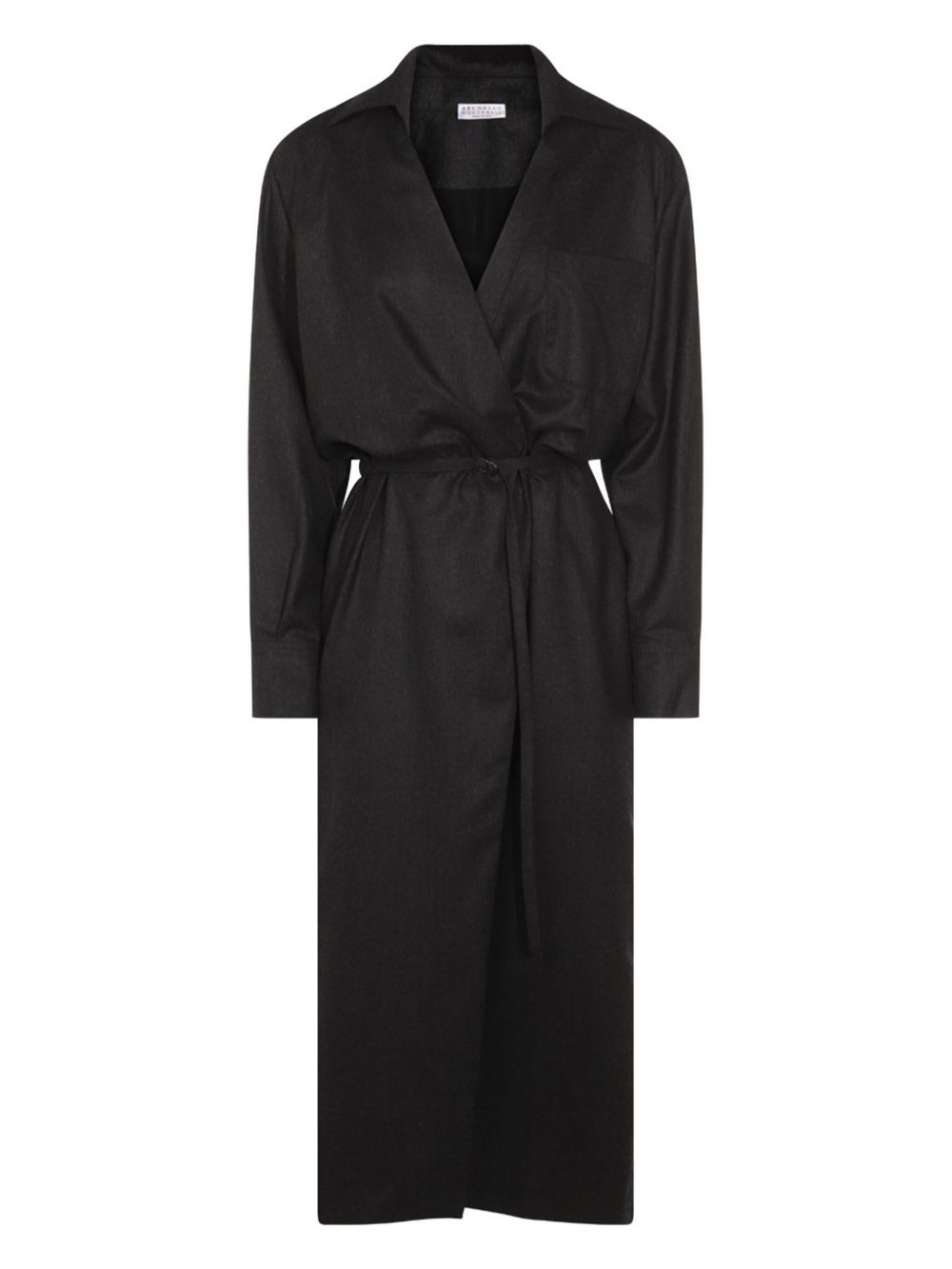 wrap-effect midi shirt dress - 1