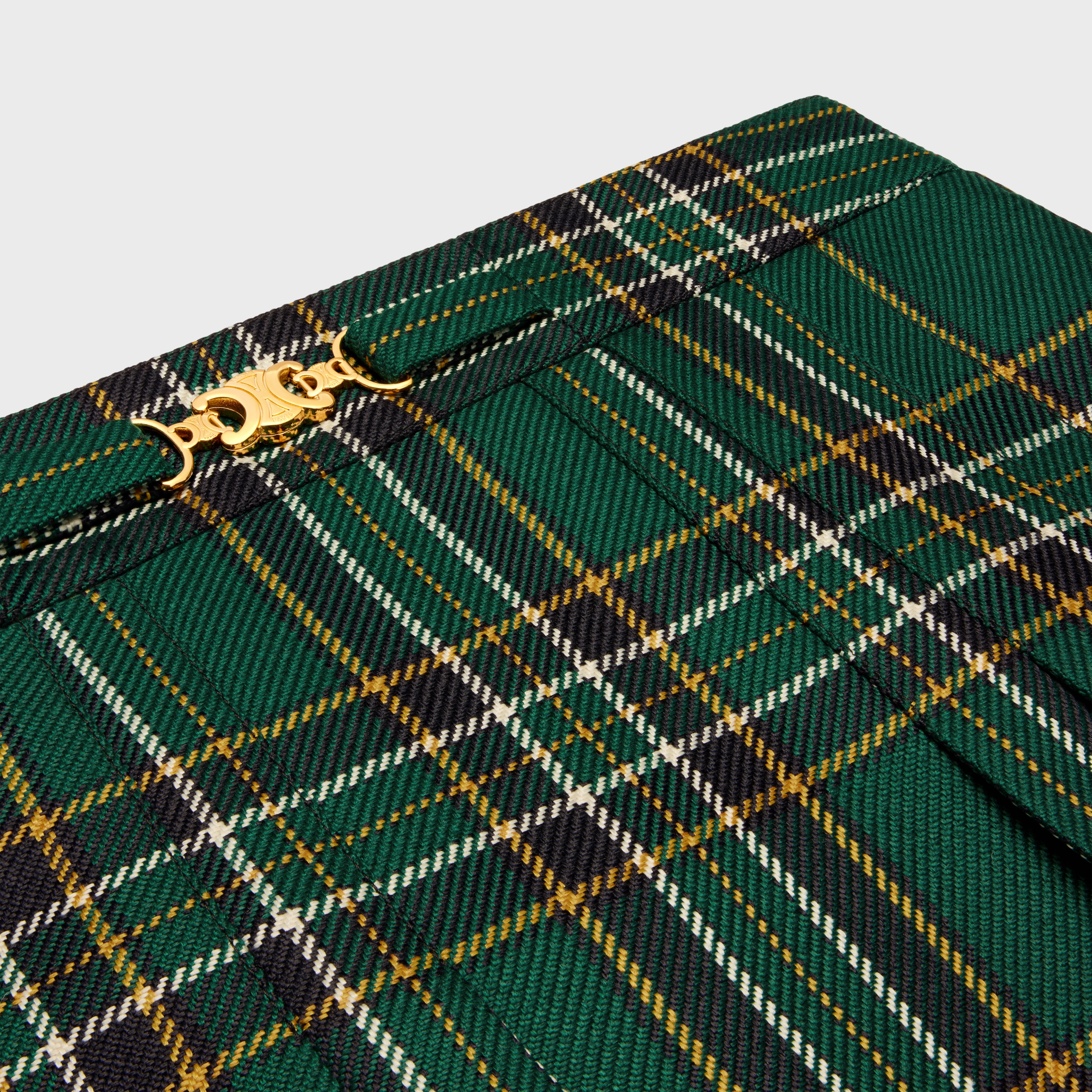 pleated mini skirt in tartan wool - 3