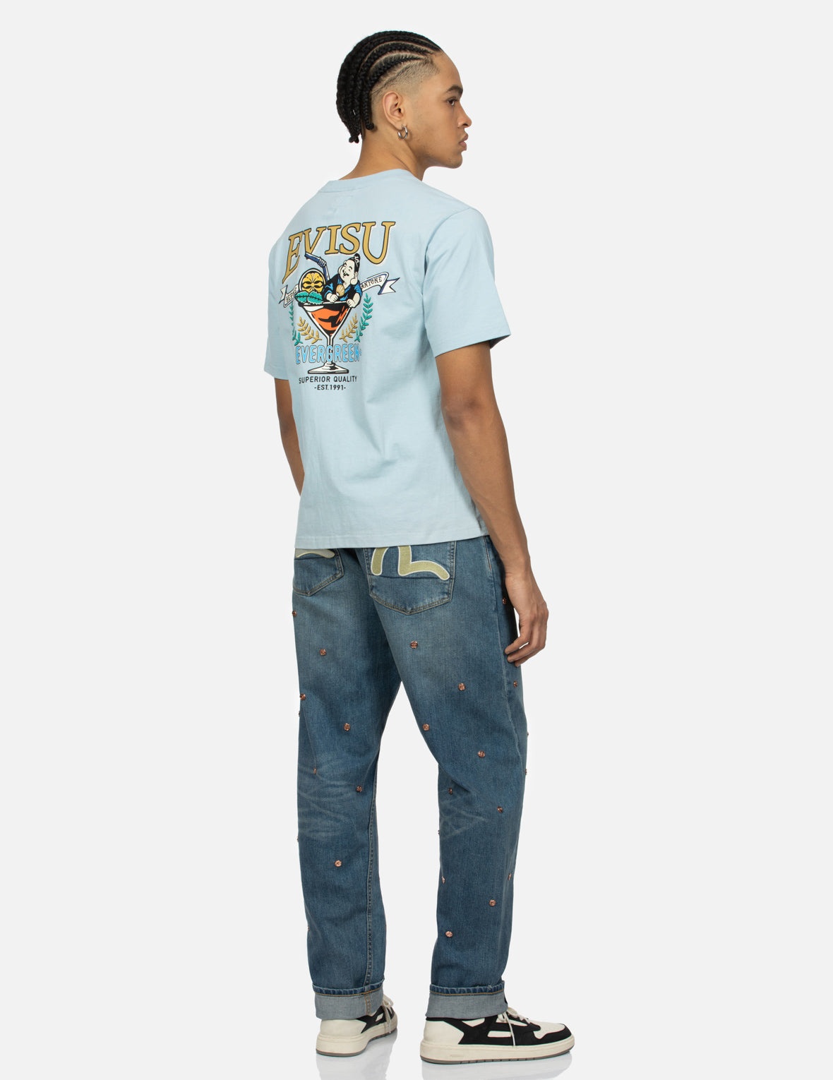 Allover Rivets and Seagull Applique 3D Regular Fit Jeans - 3