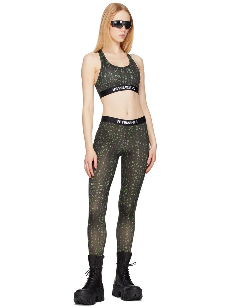 VETEMENTS Black & Green Code Print Sports Bra outlook