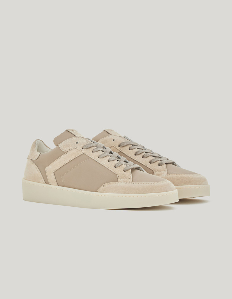 CANALI NUVOLA BEIGE NYLON AND SUEDE SNEAKERS 1