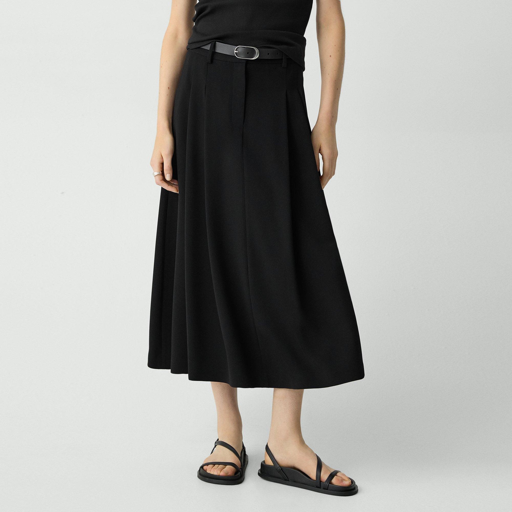 Pleated A-Line Skirt in Admiral Crepe - 5