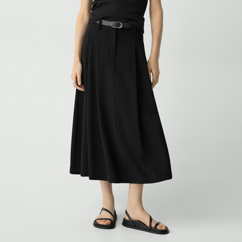 Pleated A-Line Skirt in Admiral Crepe 5