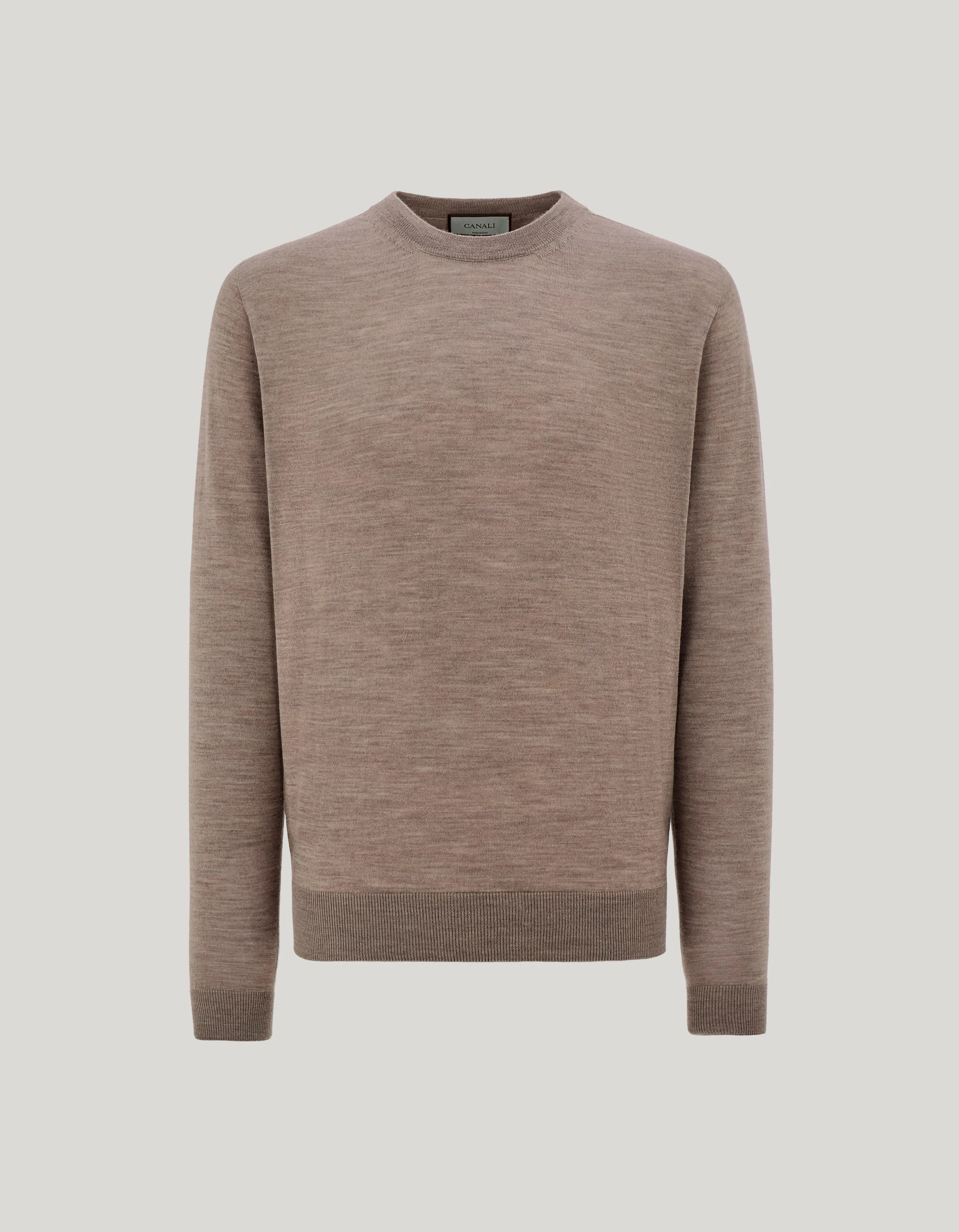 CANALI NUVOLA EXTRA-FINE MERINO WOOL SEAMLESS CREW NECK HAZELNUT - 1