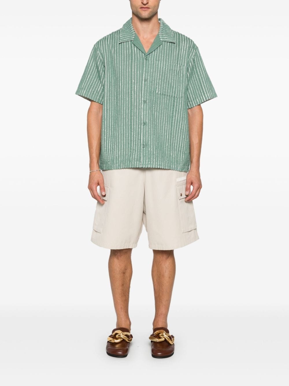 hand-frayed striped shirt - 2