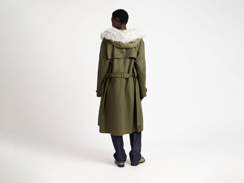 WOMENS DOUBLE BREASTED PARKA IN HUNTER GREEN 7