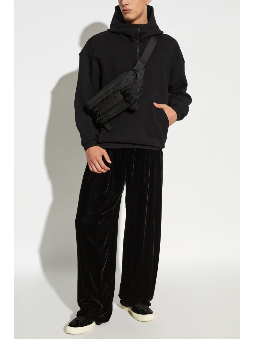 logo-embroidered half-zip hoodie - 2
