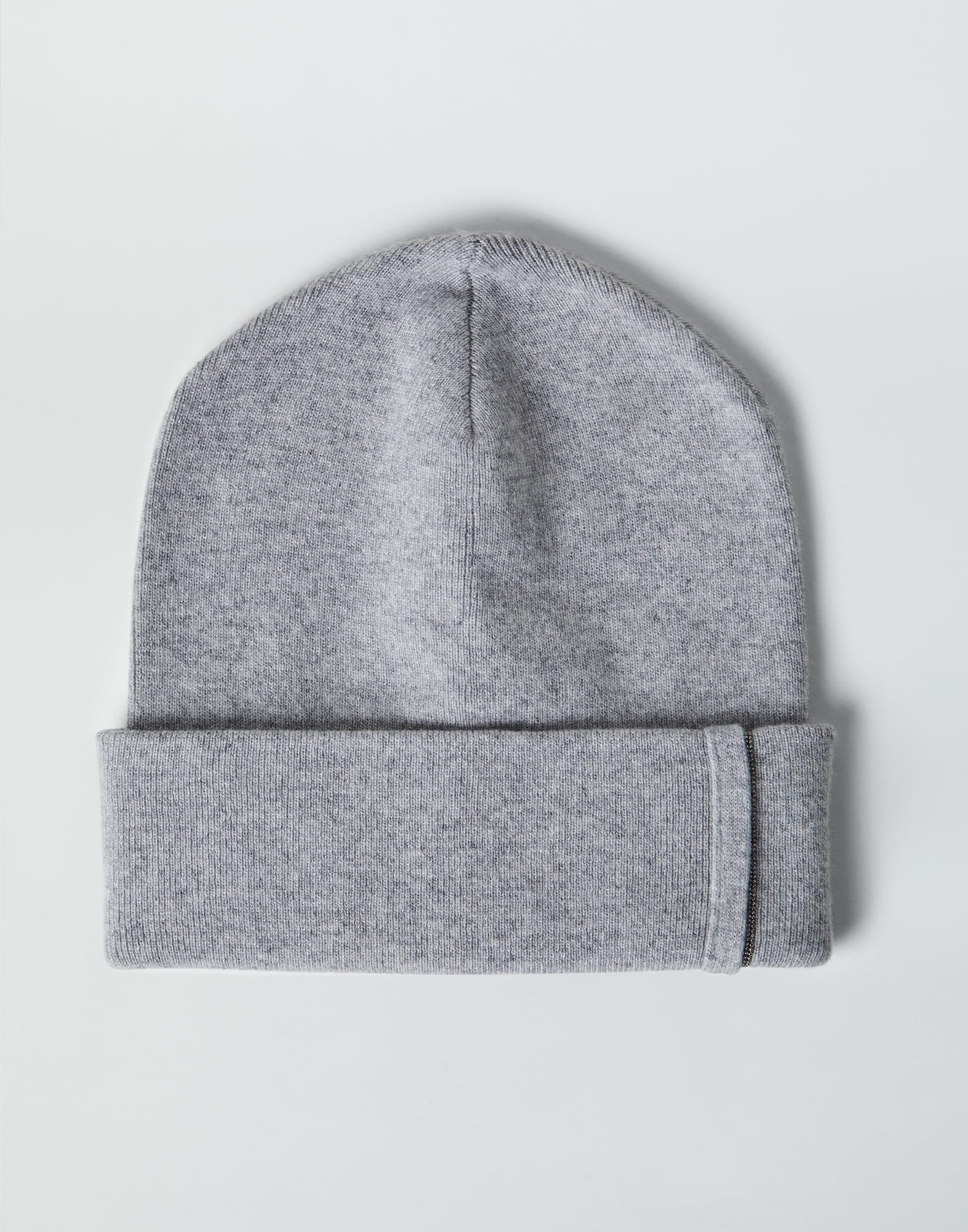 Cashmere rib knit beanie with monili - 1