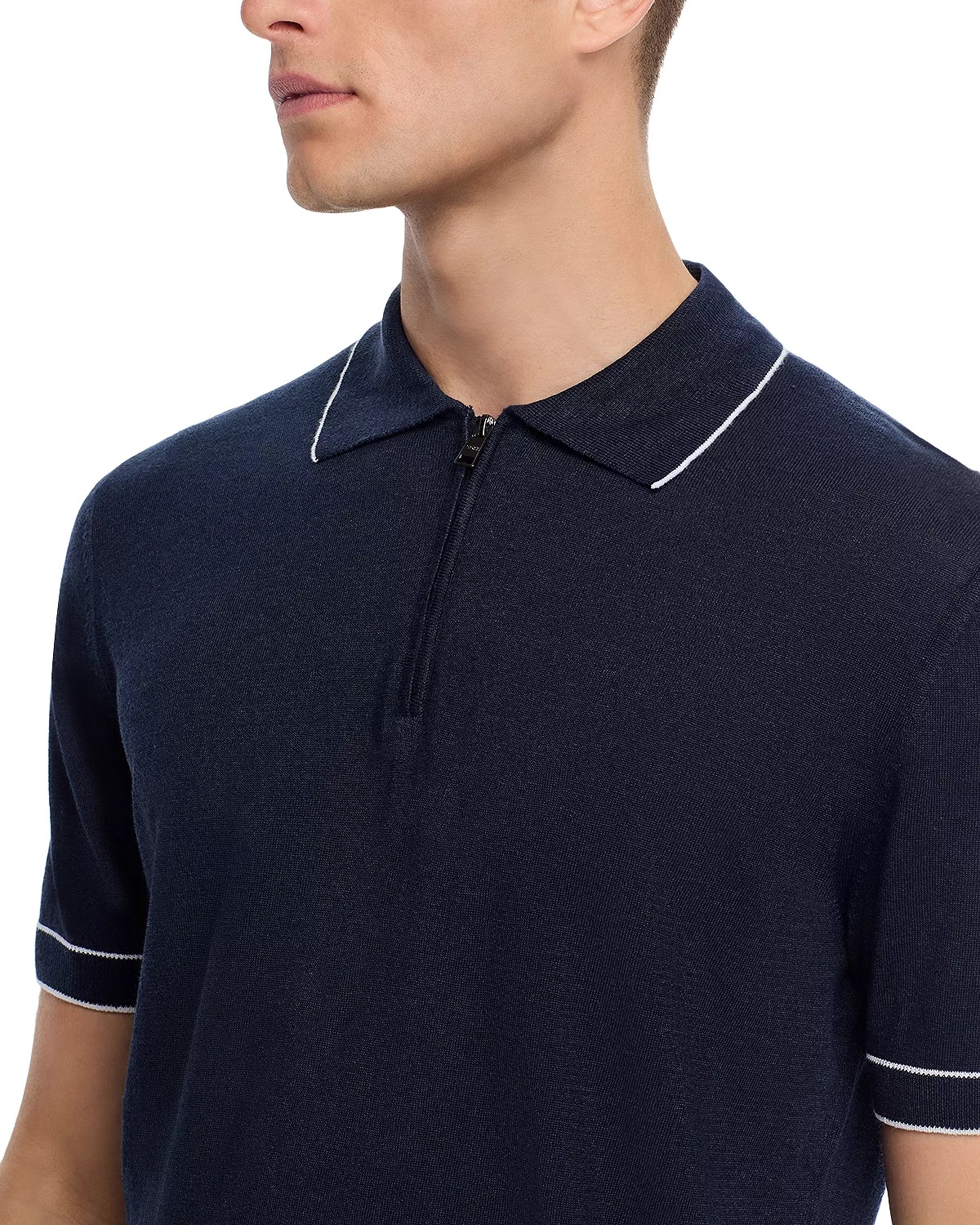 Linen Blend Knit Polo Sweater - 4