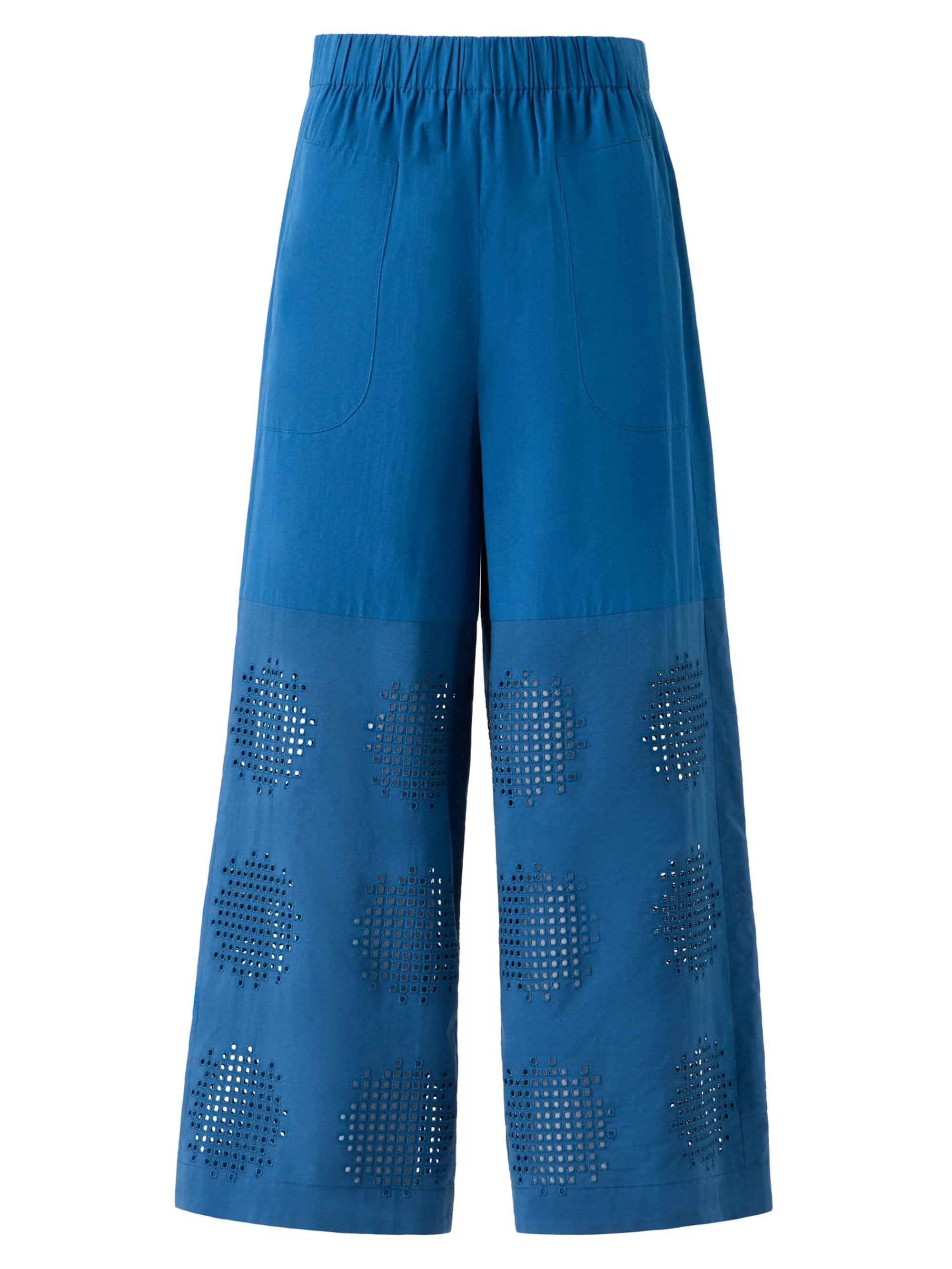 Women's Frey Embroidered Eyelet Poplin Cropped Pants - Dark Blue - 1