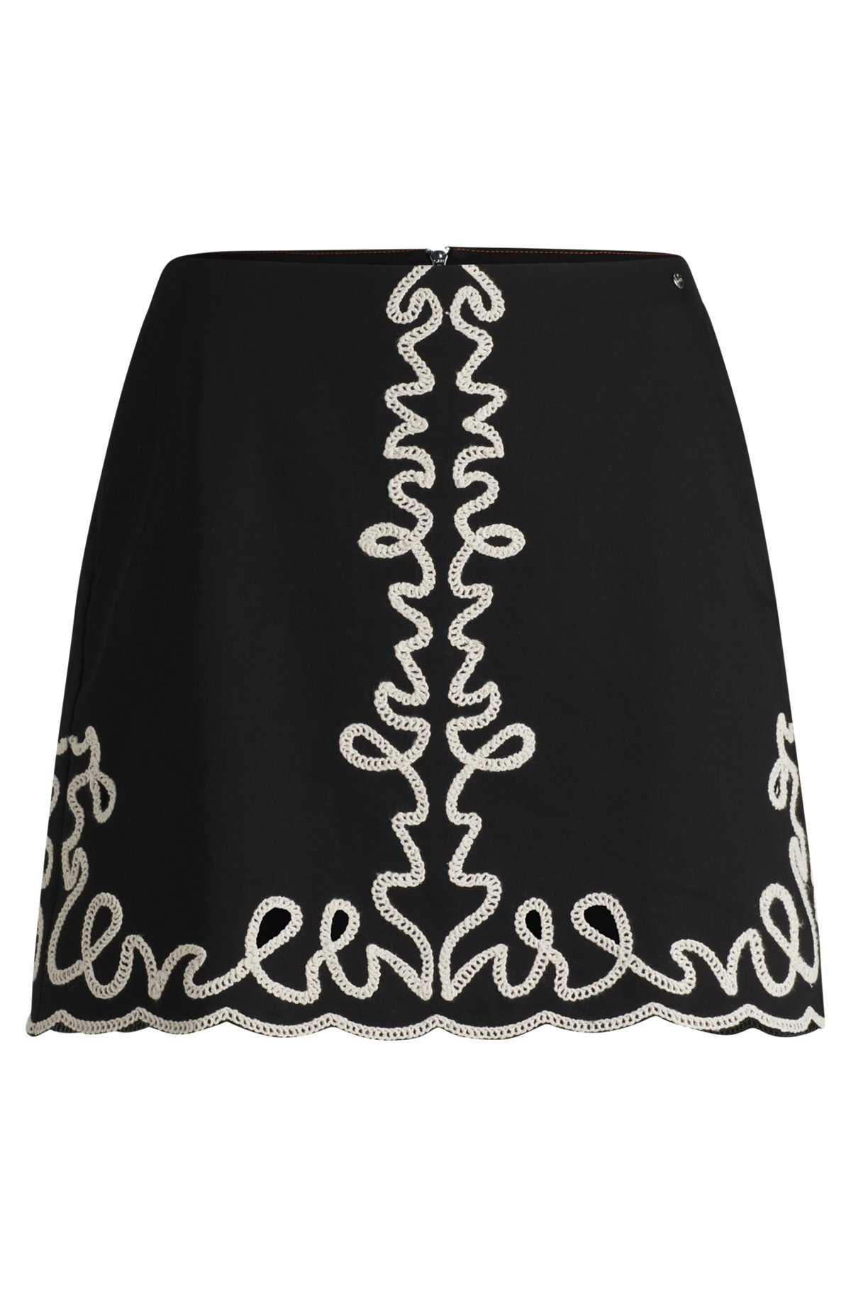 COTTON MINI SKIRT WITH CONTRAST EMBROIDERY - 1