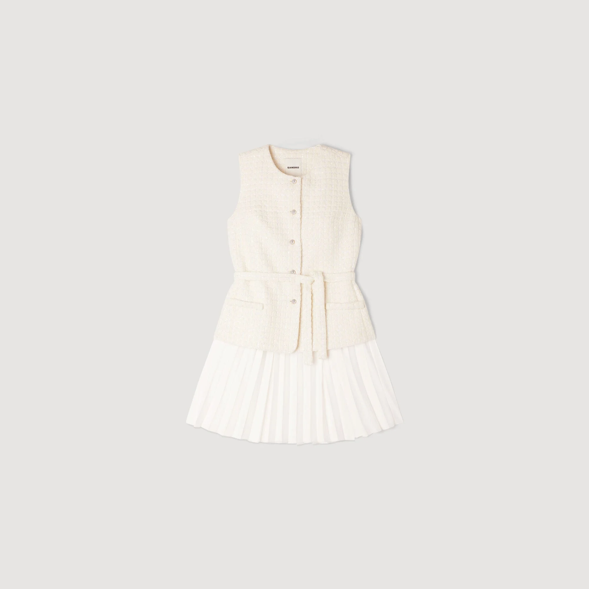 TWO-MATERIAL MINI DRESS - 1