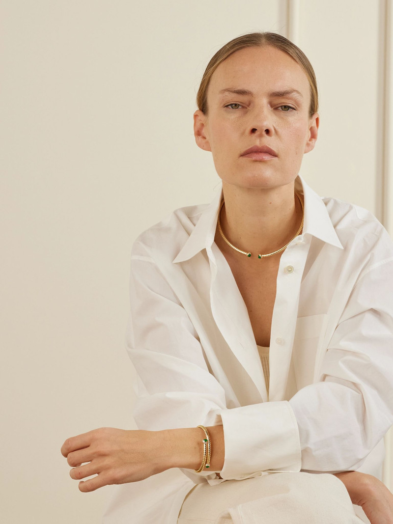 Marina B Trisolina 18-karat gold, emerald and diamond choker Gold outlook