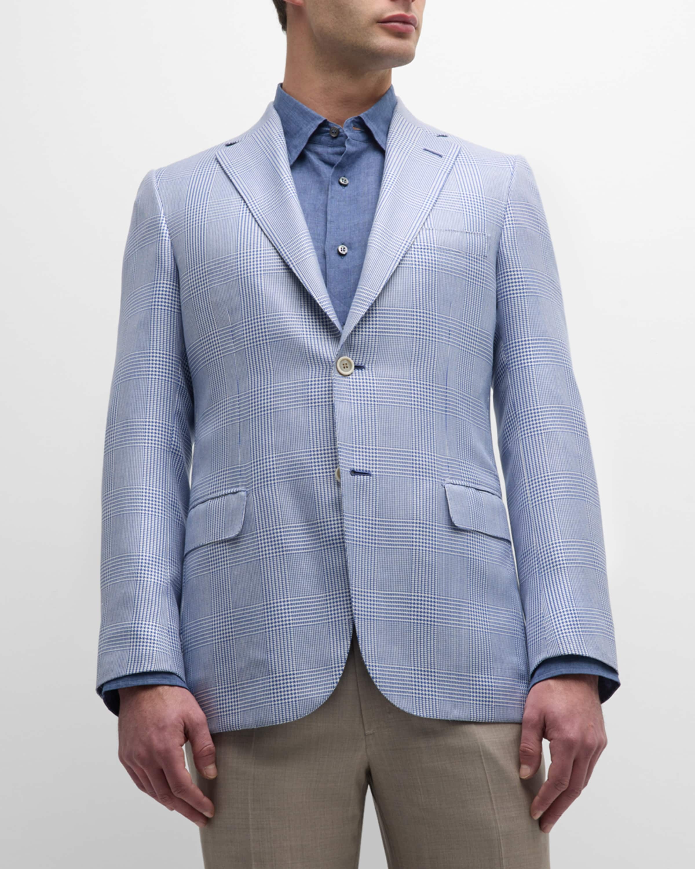 Men's Plaid Wool-Silk Sport Coat - 3