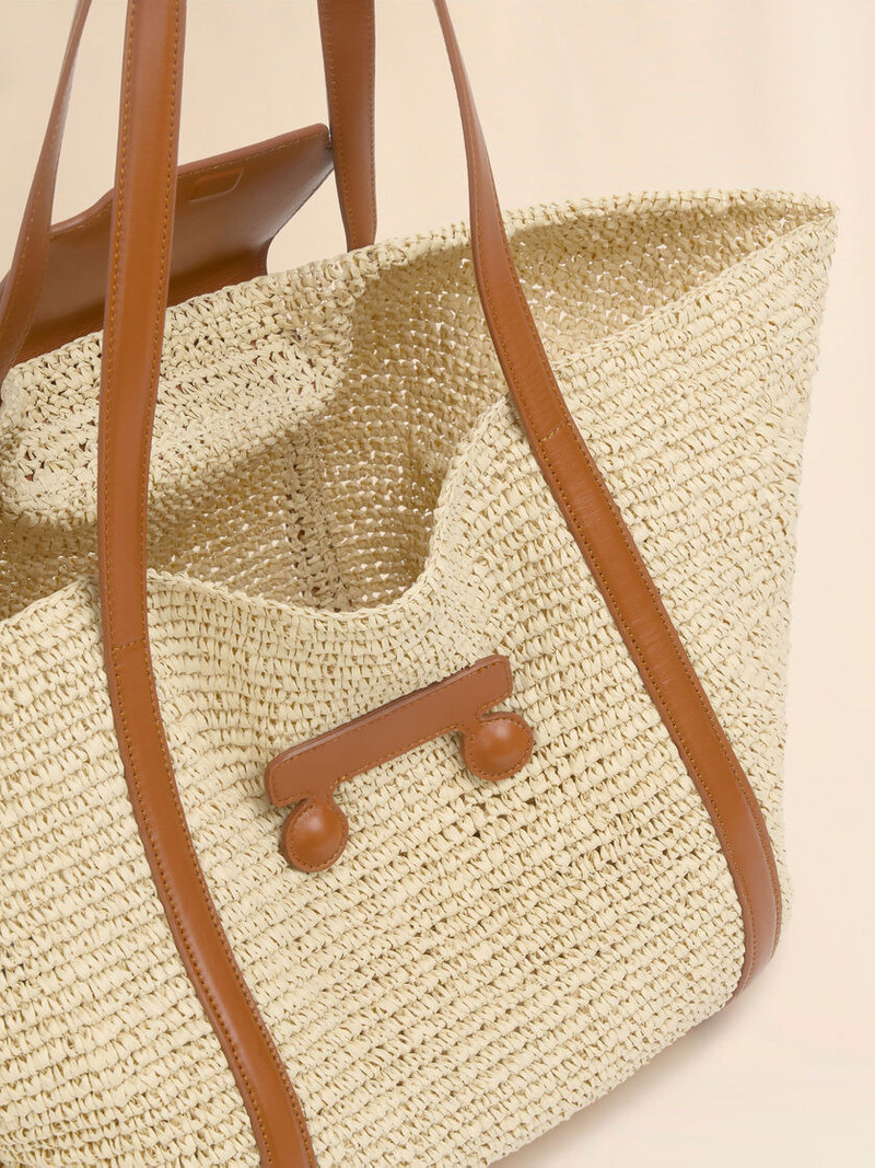 MEDIUM NATURAL RAFFIA-EFFECT TRUNKAROO BEACH BAG 4