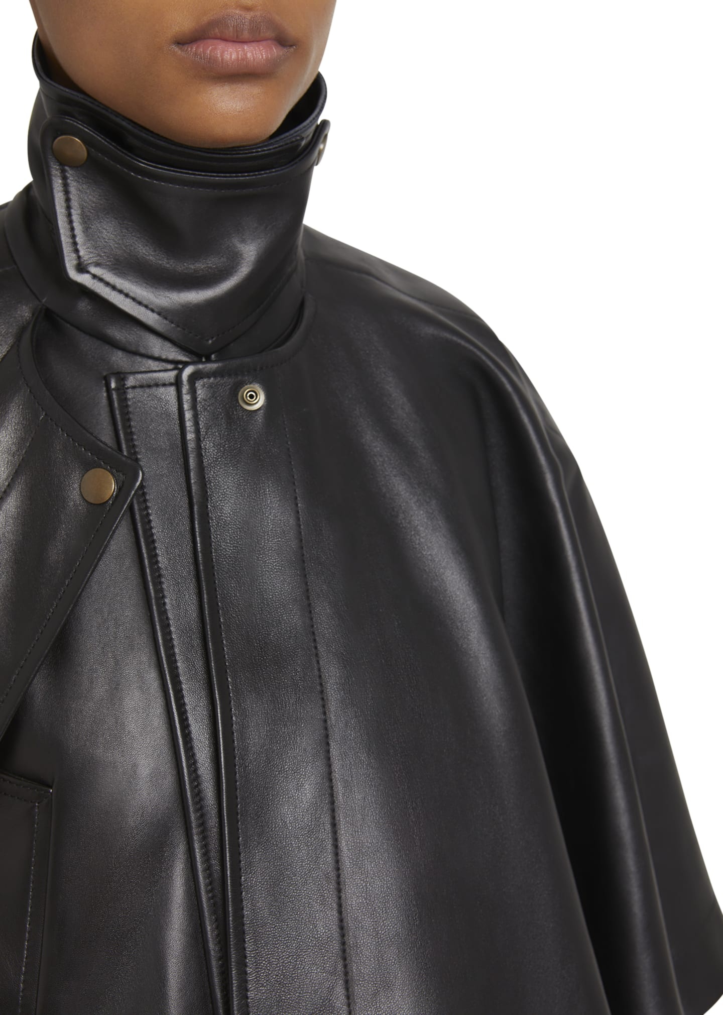 Soft Napa Leather Capelet Jacket - 5