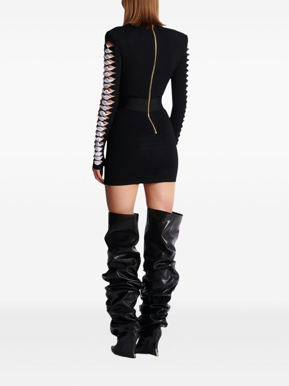 v-neck cut-out sleeve mini dress - 4