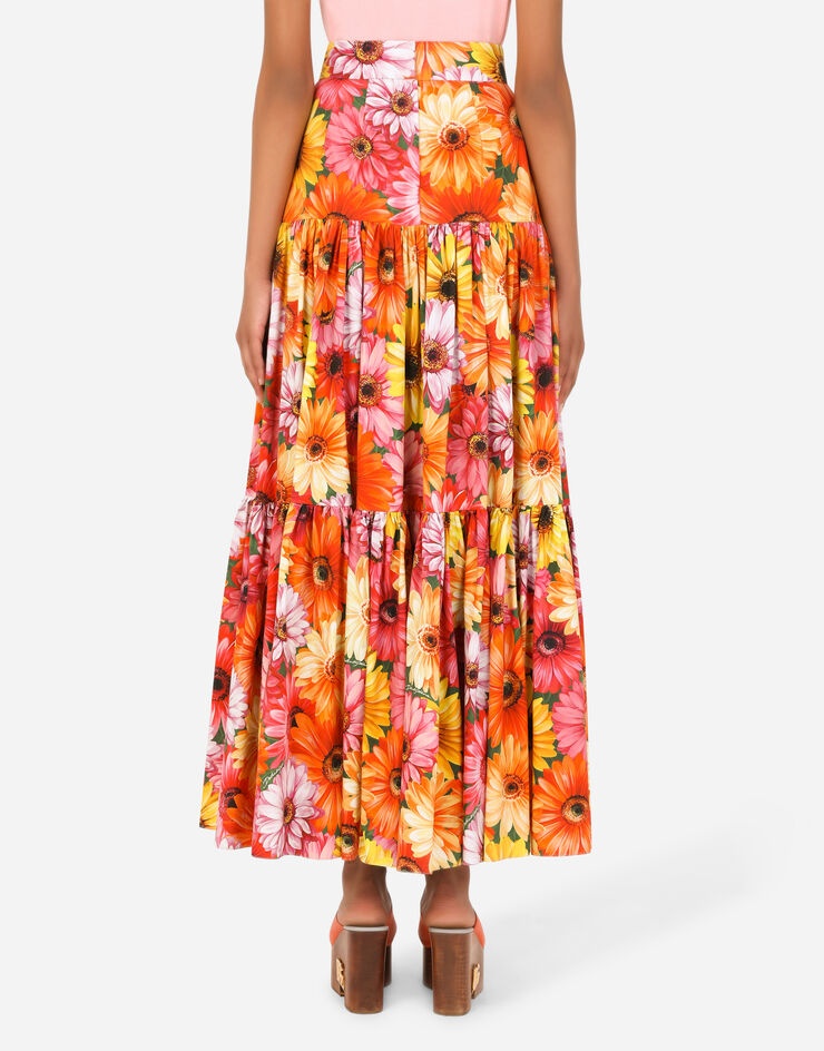 Long poplin skirt with gerbera-daisy print - 2