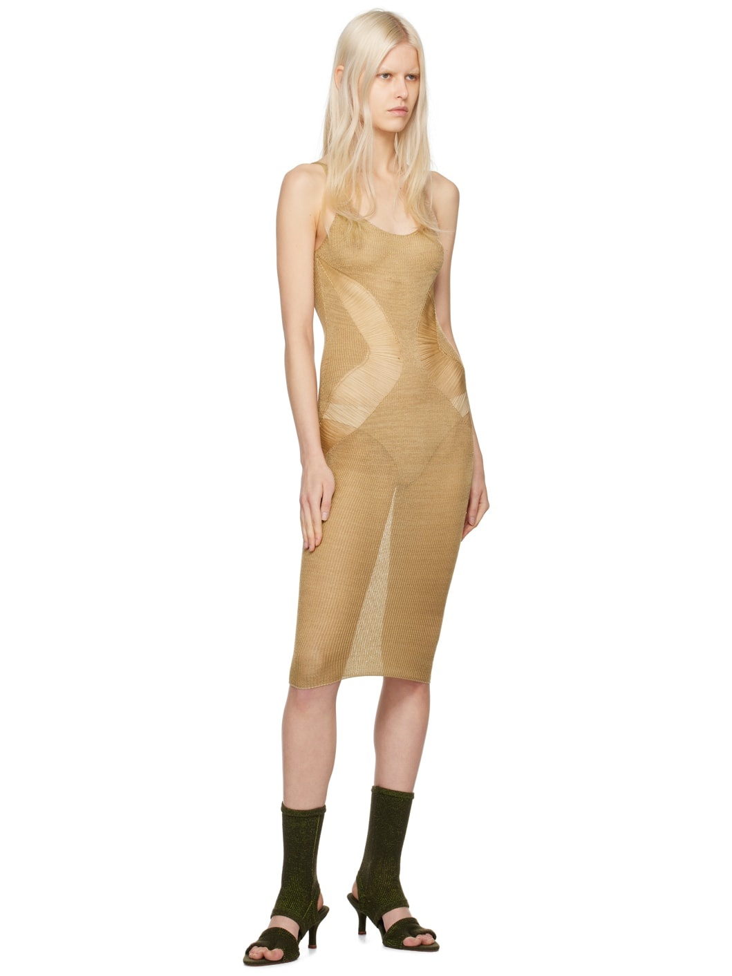 SSENSE Exclusive Gold Floater Midi Dress - 4