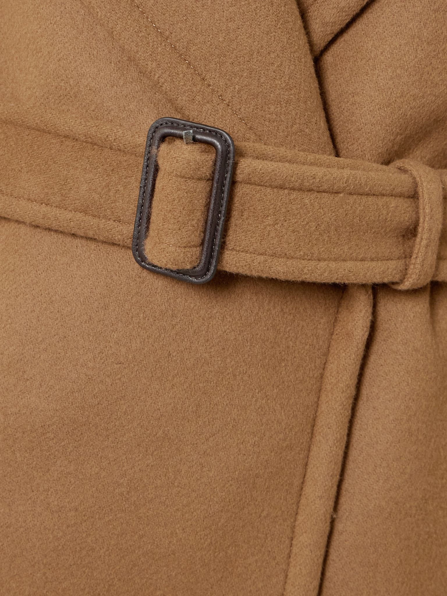 Double-breasted belted wool coat Tan - 4