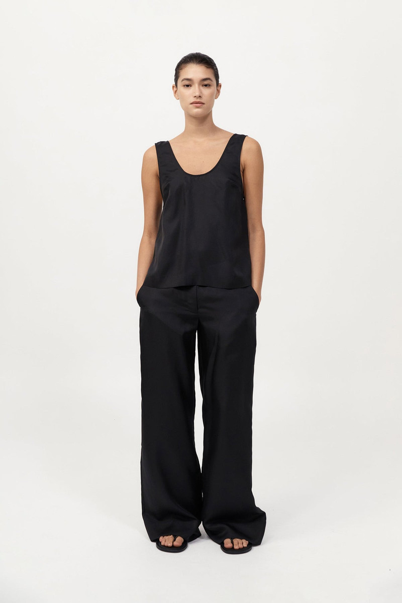 Silk Twill Pants - Black 2