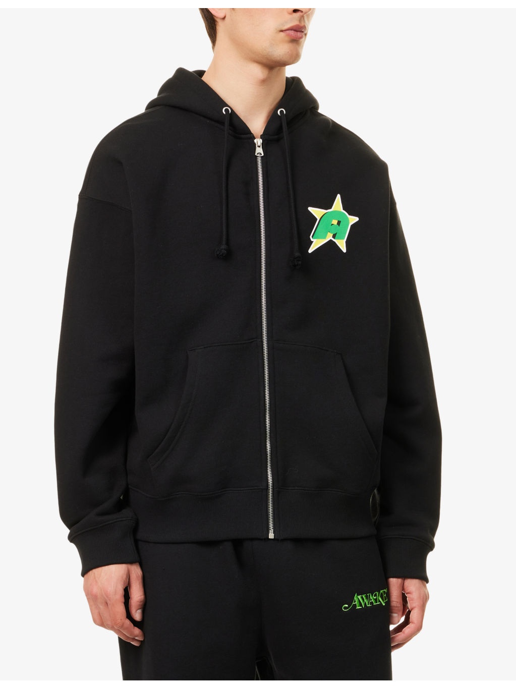 "Star ""A"" Zip-Up Brand-Print Cotton-Jersey Hoody" - 3