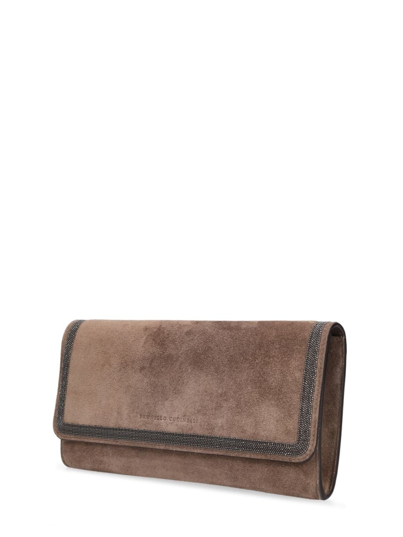 Softy velour embellished leather pouch - 2