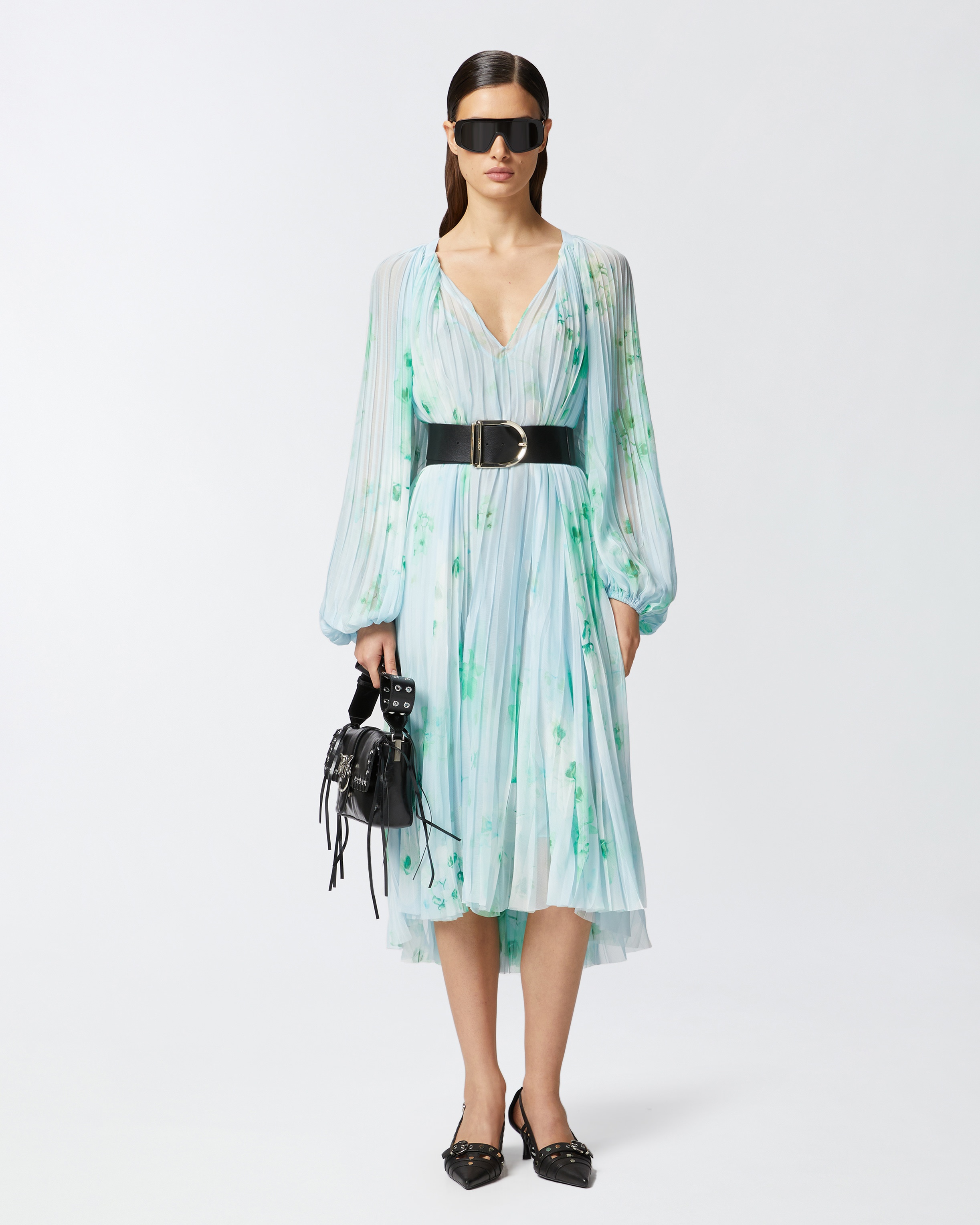 PLEATED MIDI DRESS WITH FLORAL PRINT - 2