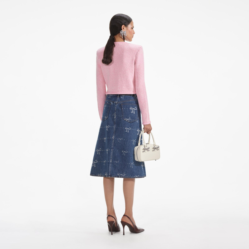 self-portrait Pink Melange Merino Cardigan outlook