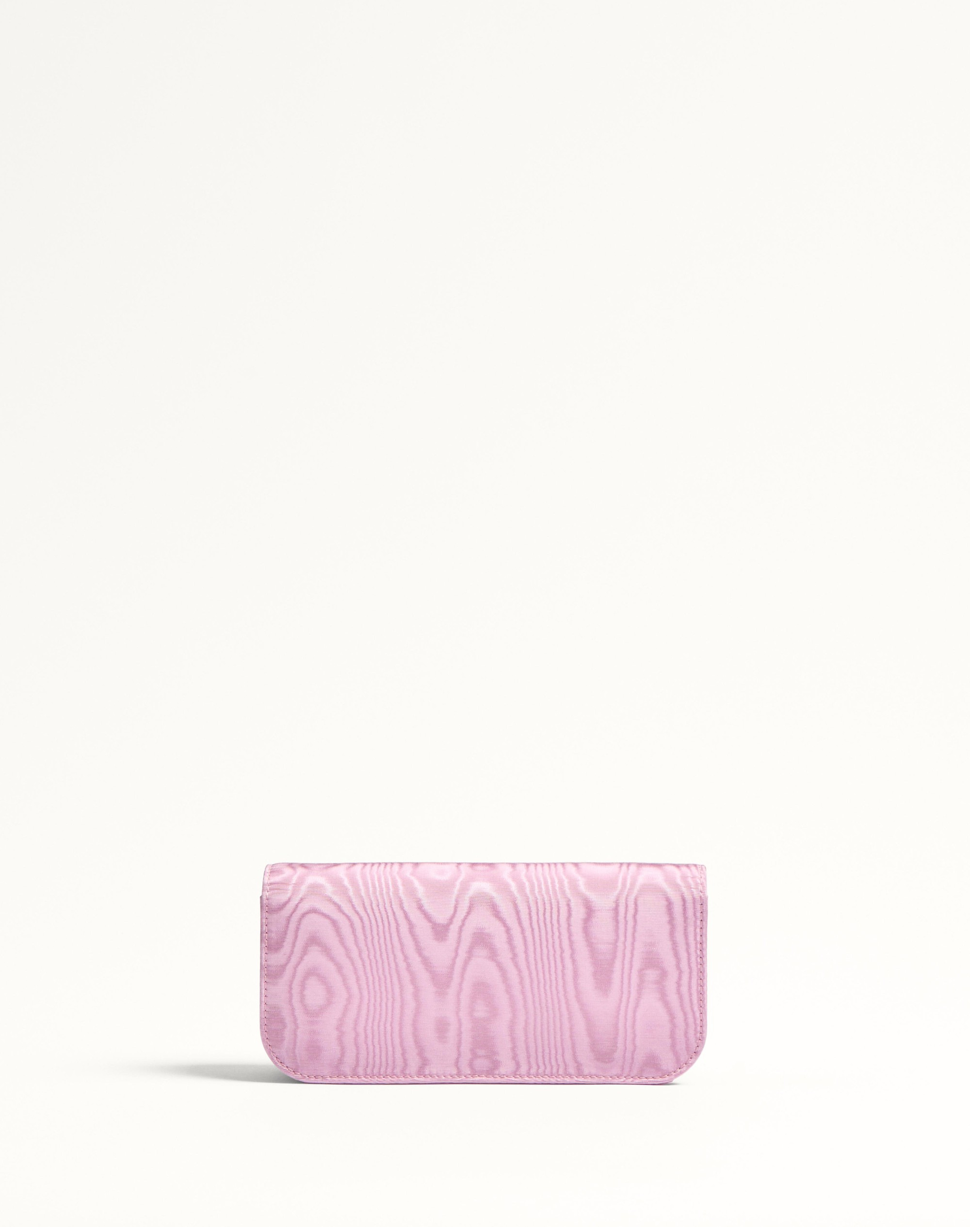 VALENTINO GARAVANI LOCÒ MOIRÉ FABRIC CLUTCH WITH JEWEL LOGO - 5