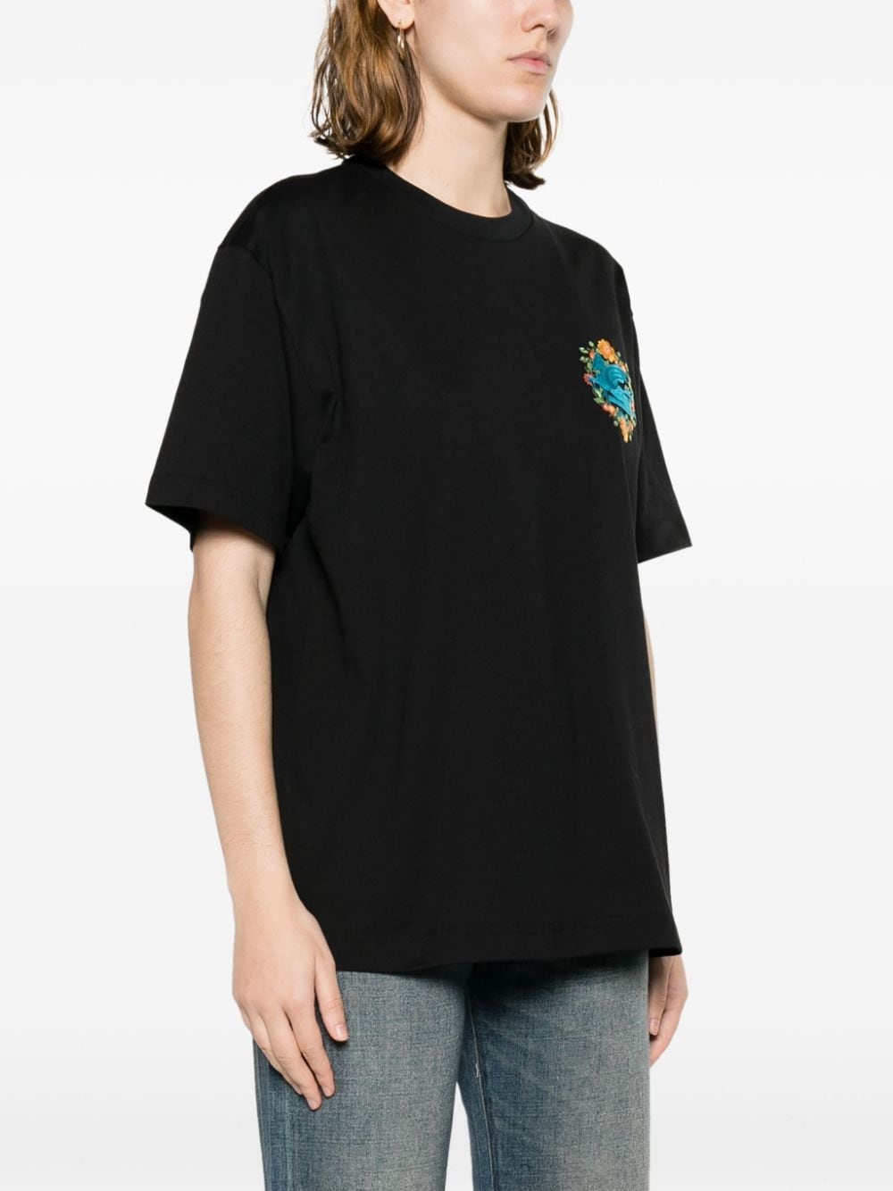logo-embroidered cotton T-shirt - 3