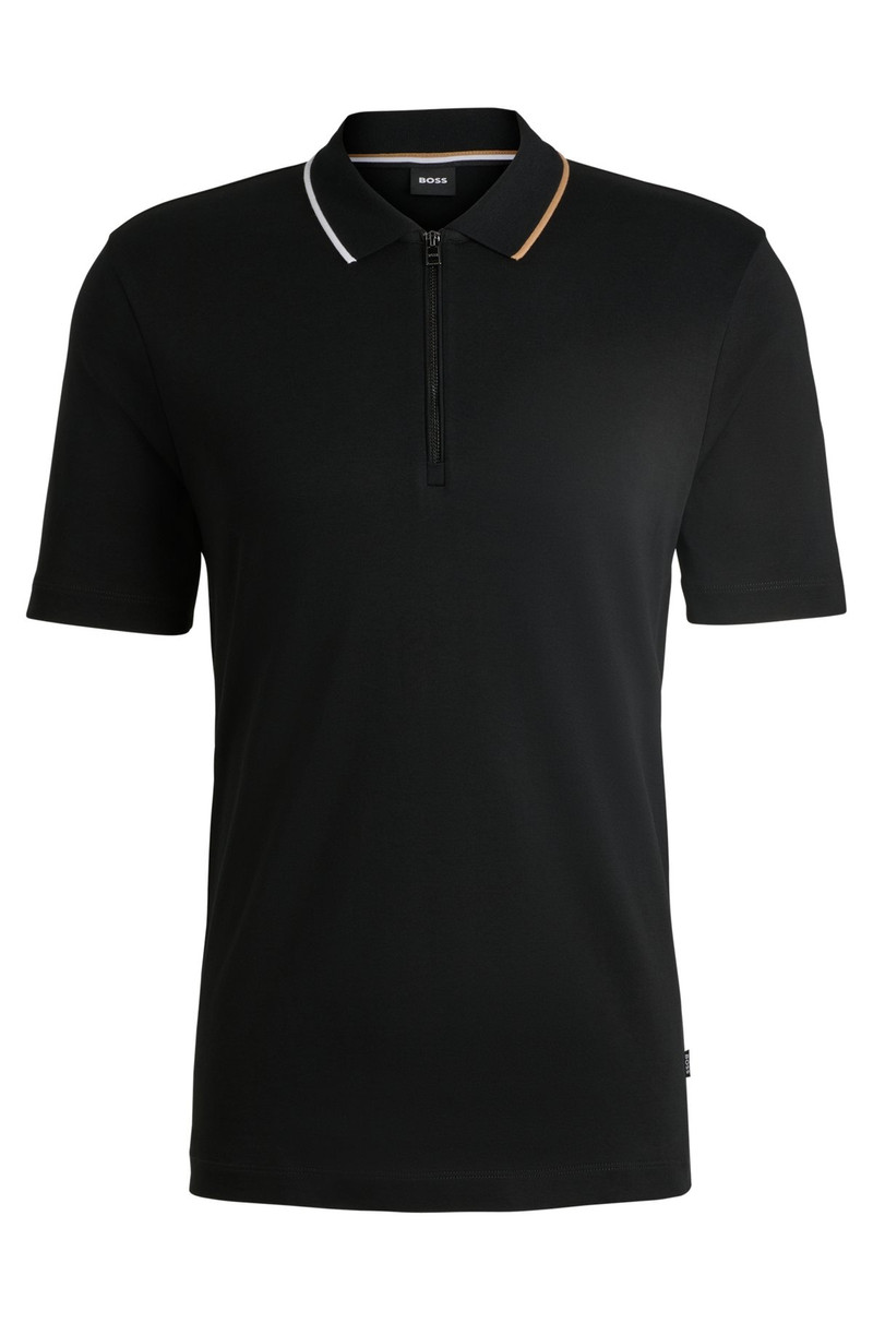ZIP-NECK POLO SHIRT IN INTERLOCK COTTON 1