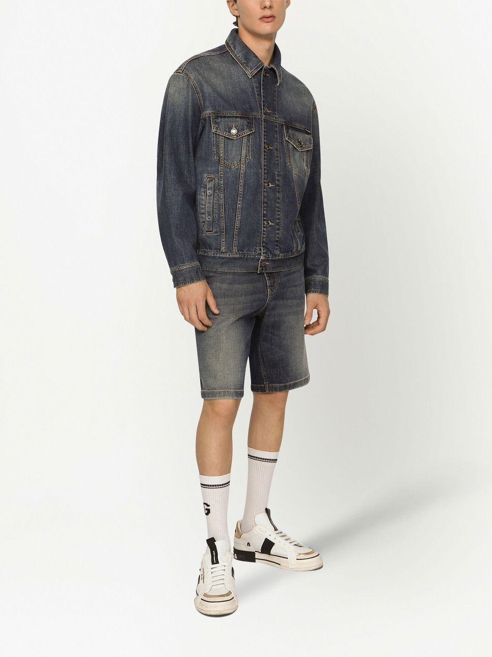 knee-length denim shorts - 3