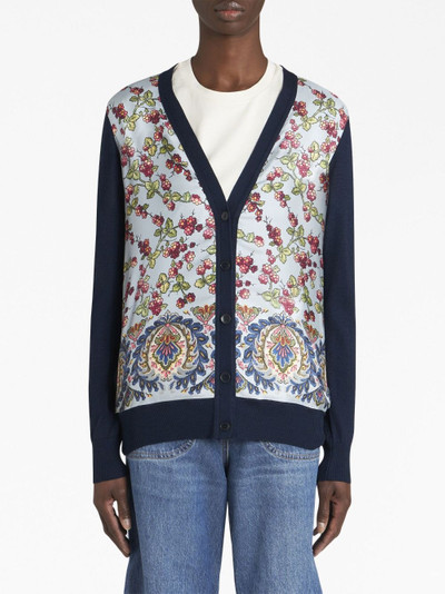 Etro grape-print cotton-blend cardigan outlook