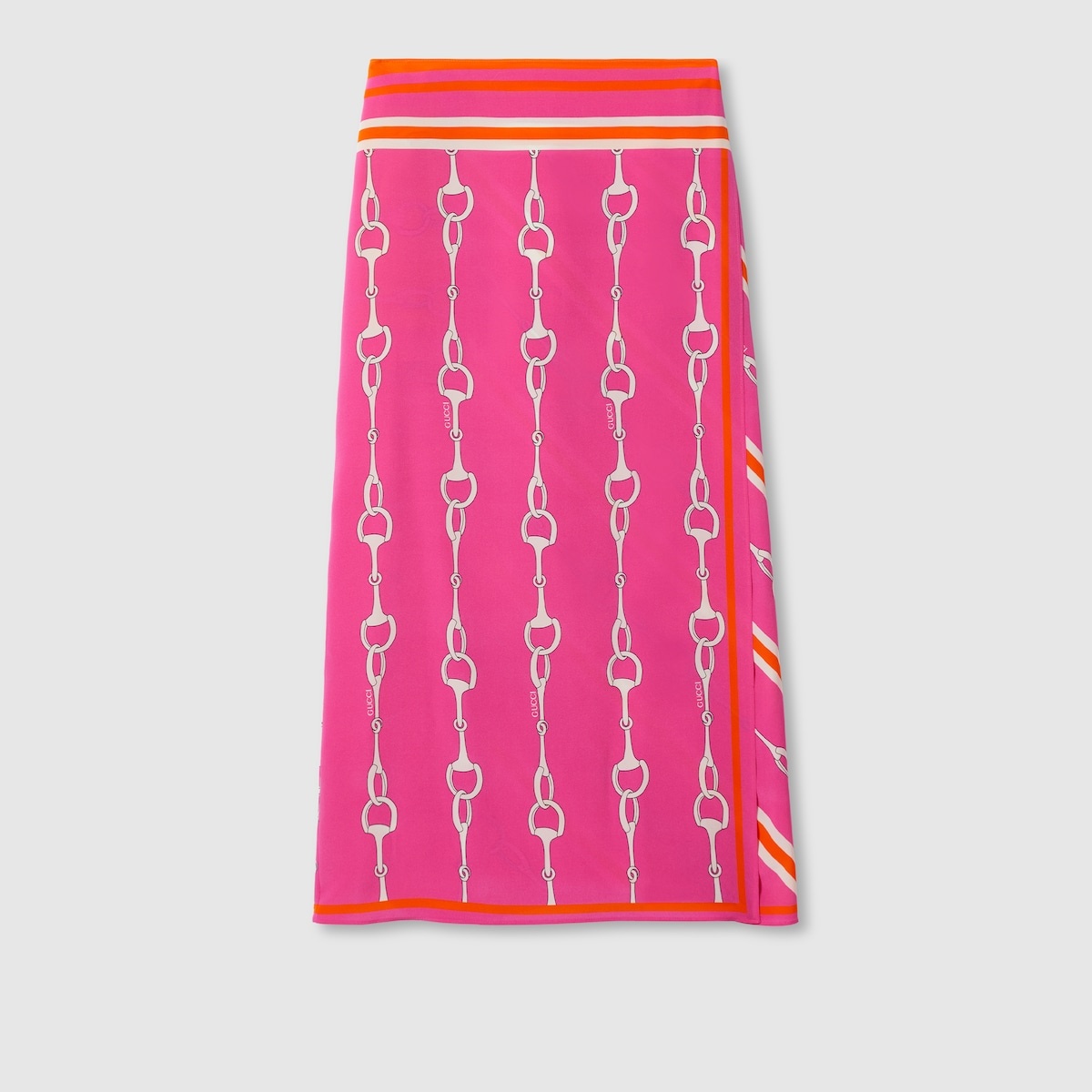 Gucci Horsebit stripe print silk skirt - 1