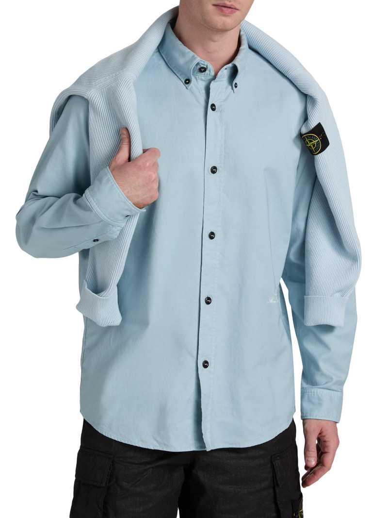 Men's Logo-Embroidered Cotton Button-Down Shirt - Dust Blue 3