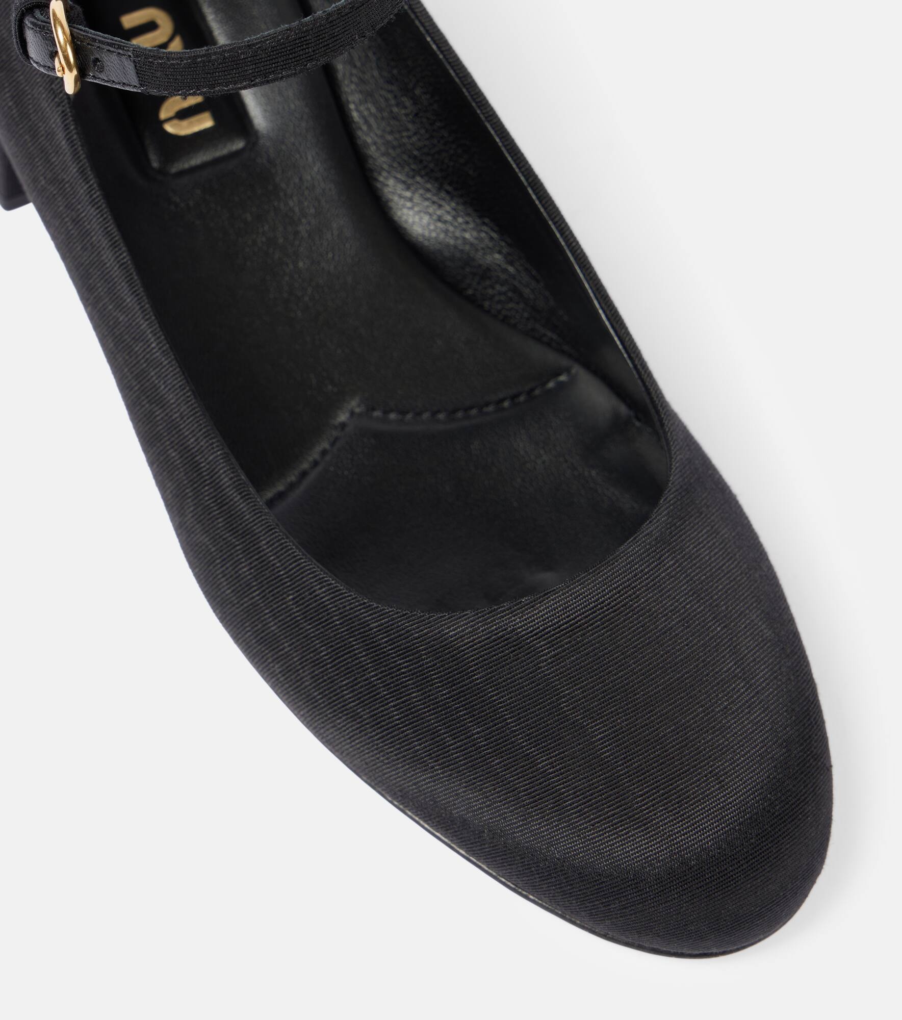 Canvas leather-lined Mary Jane pumps - 6