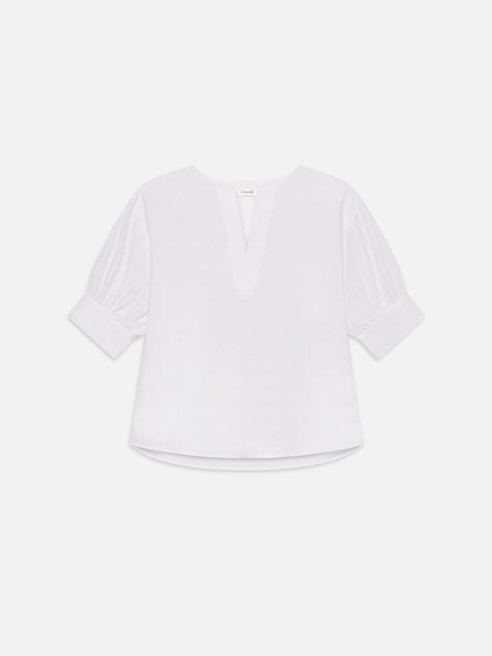 V-Neck Popover Top in White - 1