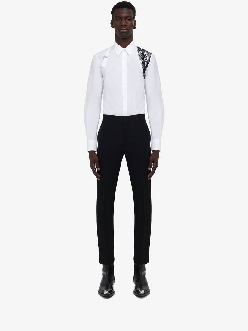 Men's Embroidered Harness Shirt in White - 2
