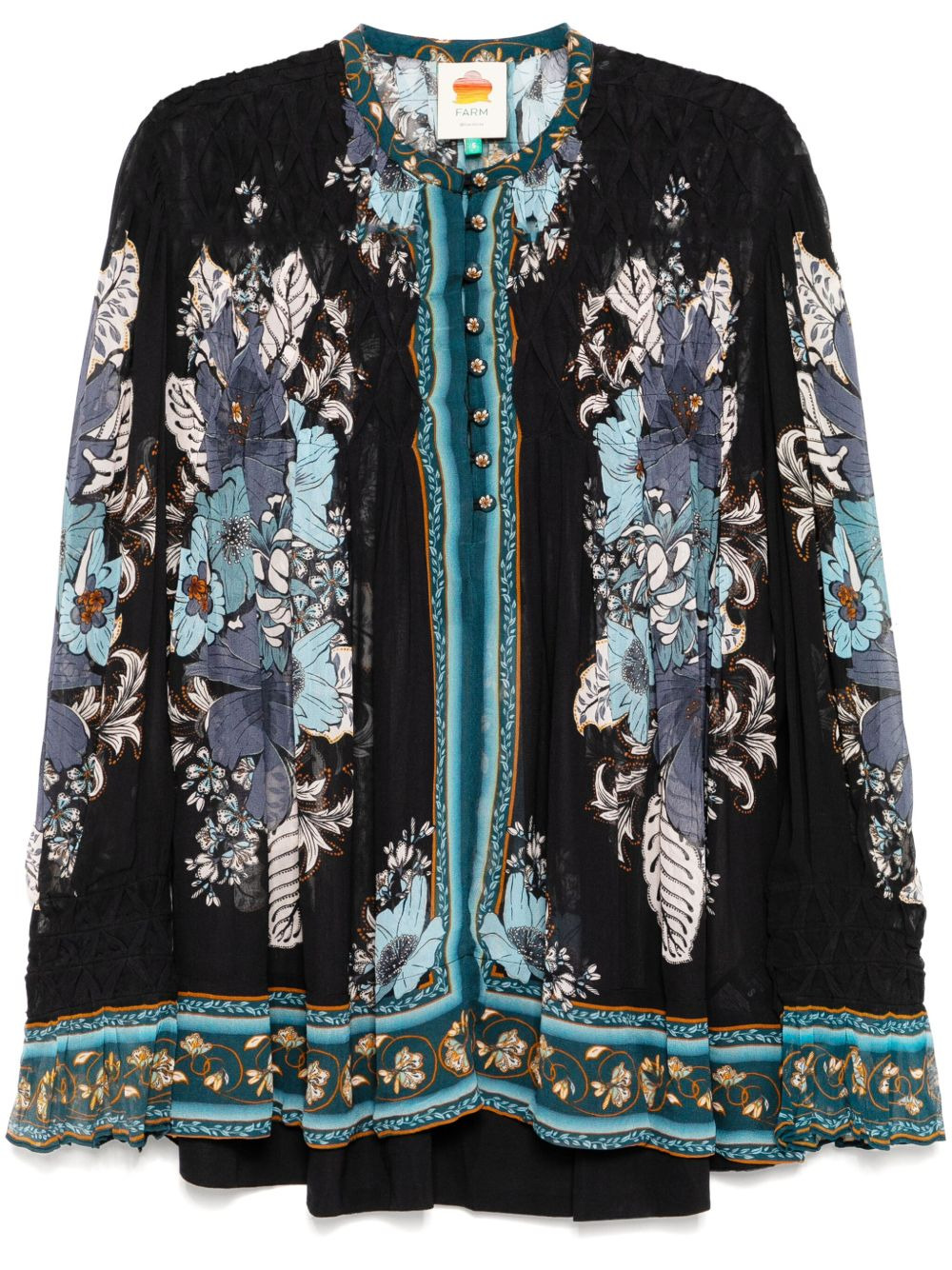 blossom tapestry smocked blouse - 1