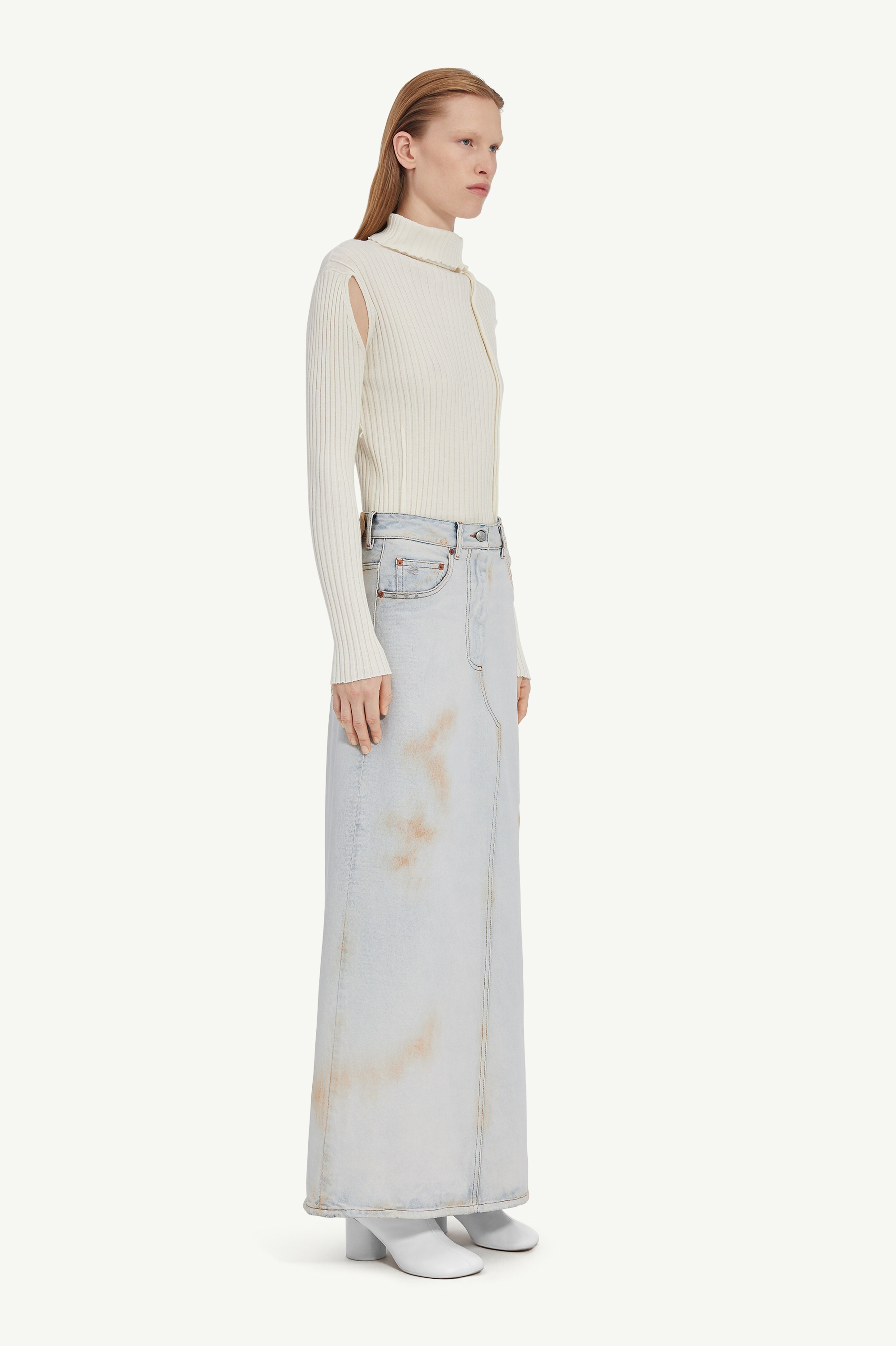 Distressed denim maxi skirt - 3