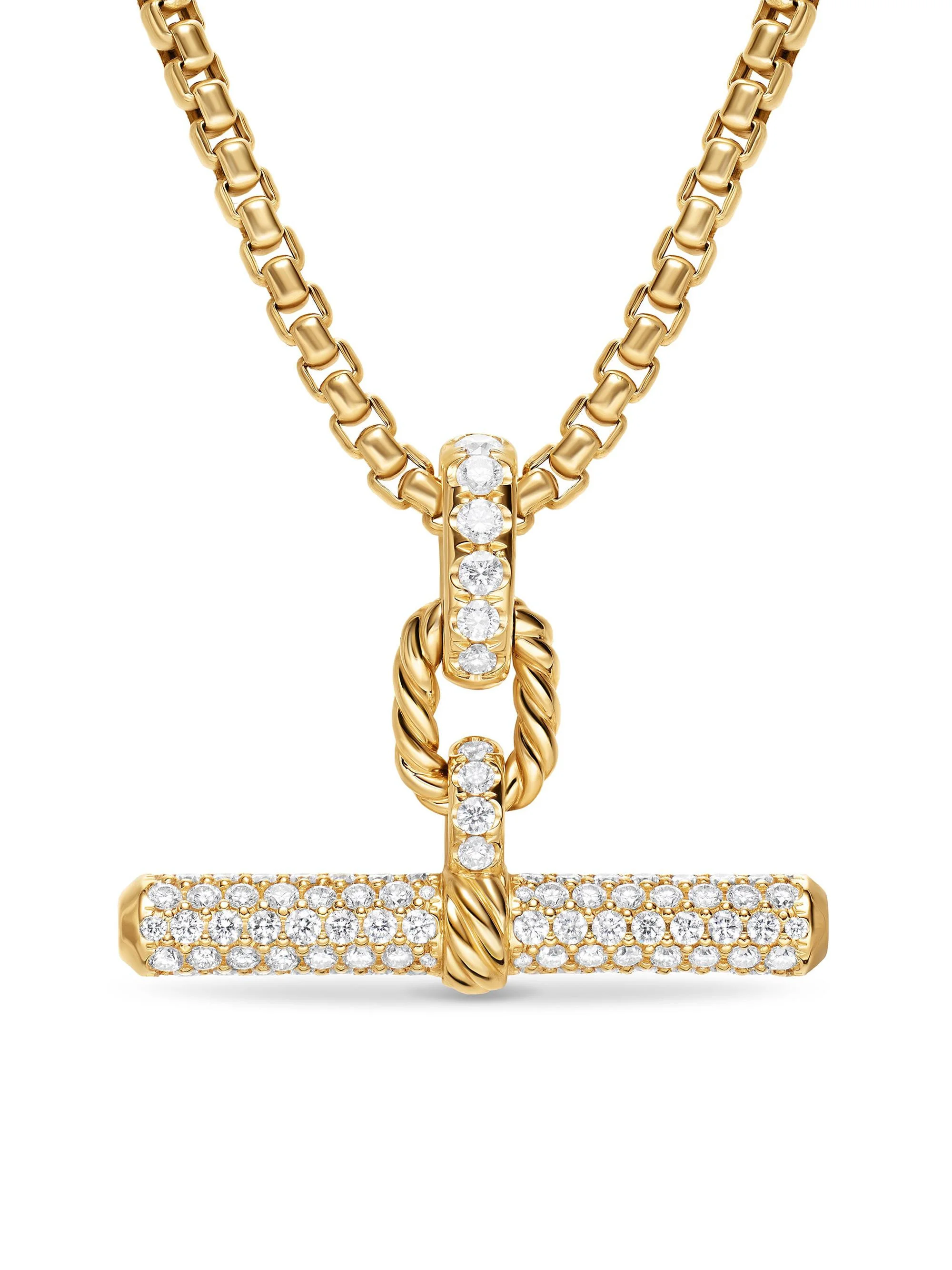 Women's DY Madison Toggle Pendant in 18K Yellow Gold with Diamonds, 29MM - Diamond - 1