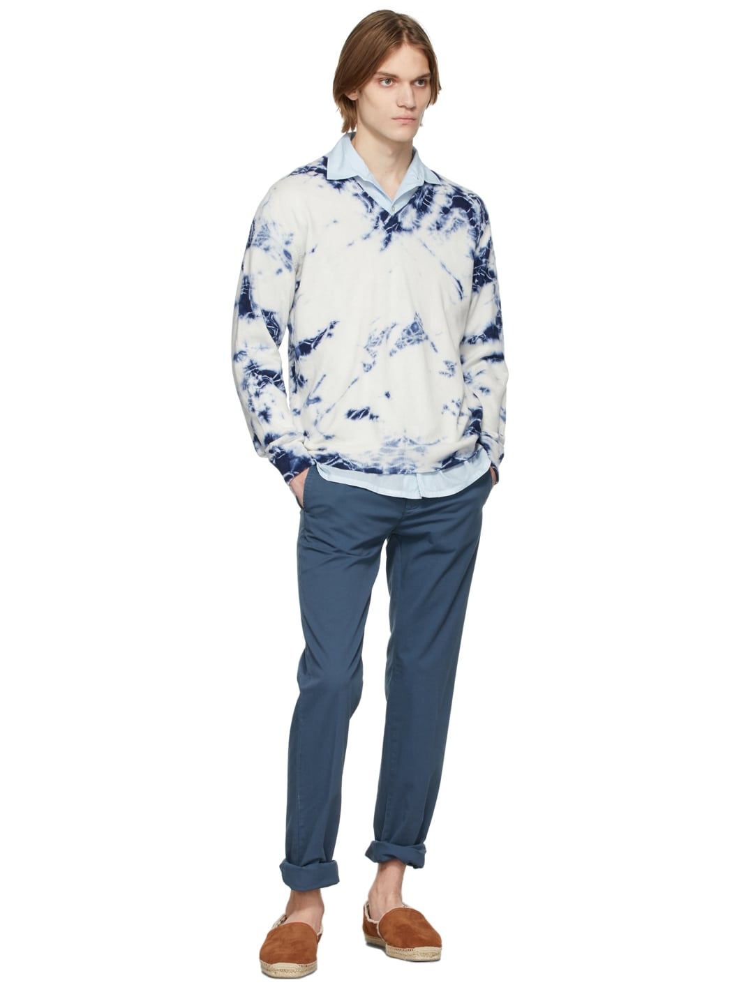 Off-White & Blue Cashmere Ninni Sweater - 4