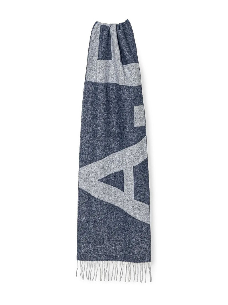 logo-jacquard wool scarf 1