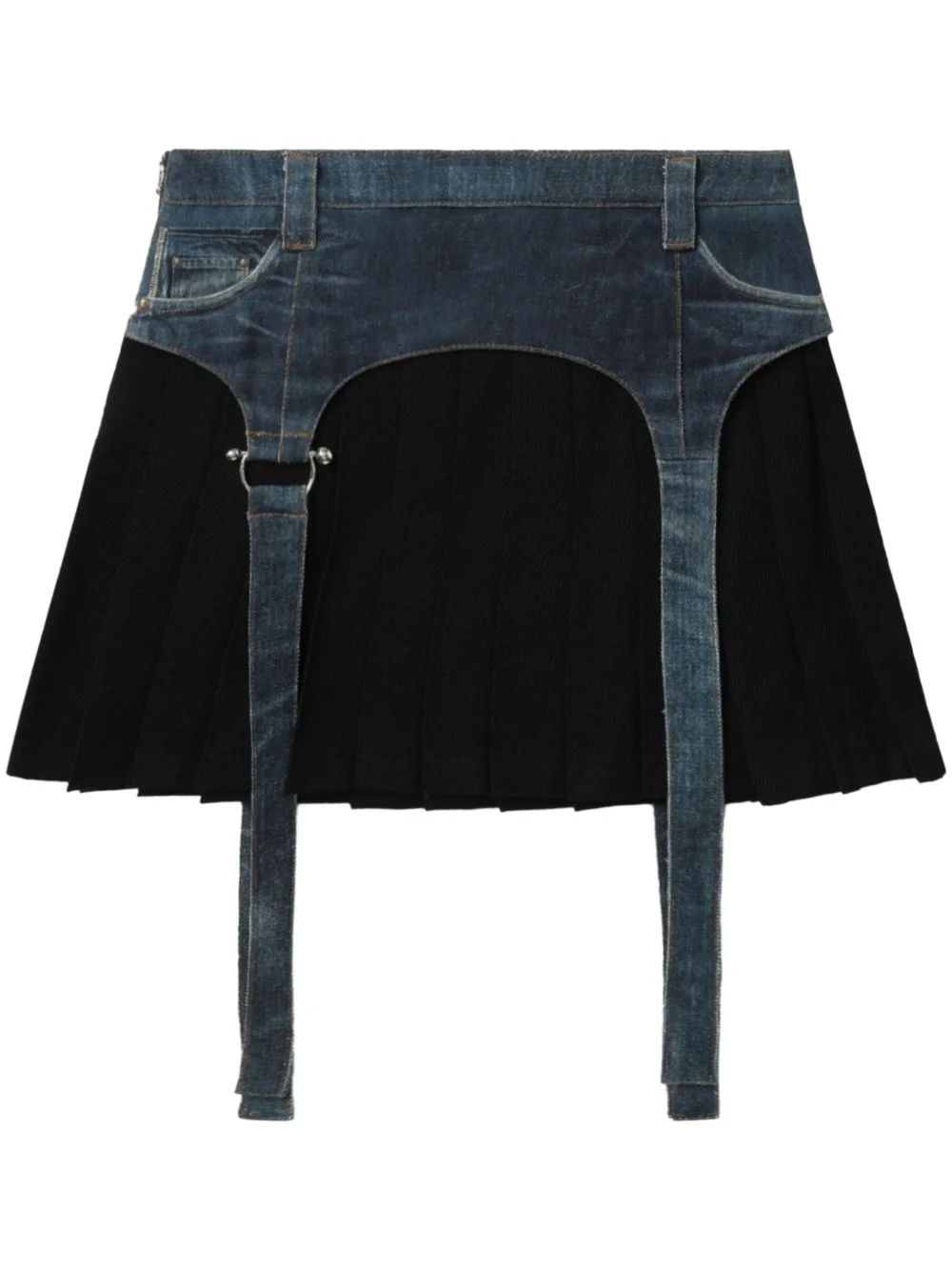 Trompe L'oeil pleated mini skirt - 1