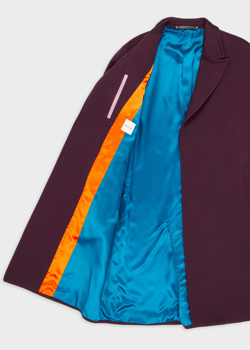 Purple Wool-Blend Twill Double-Breasted Overcoat 4